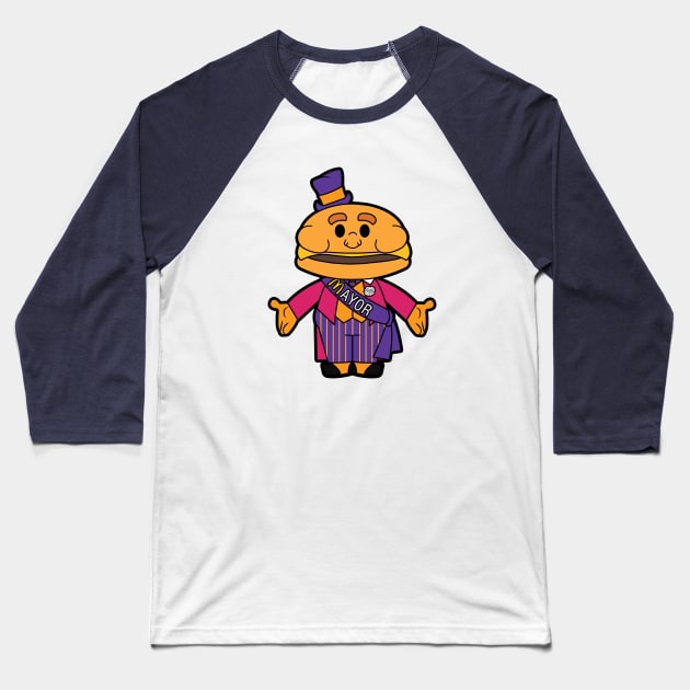 Mayor McCheese Baseball T-Shirt by liora natalia